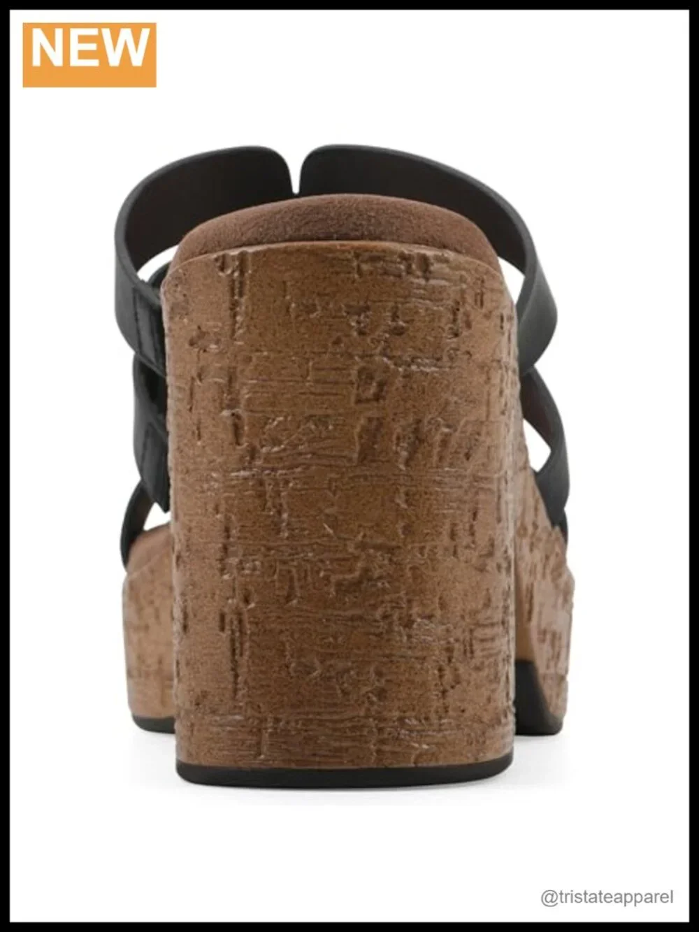 Platform Sandal Molded Cork Bottom Block Heel Buckle Square Toe